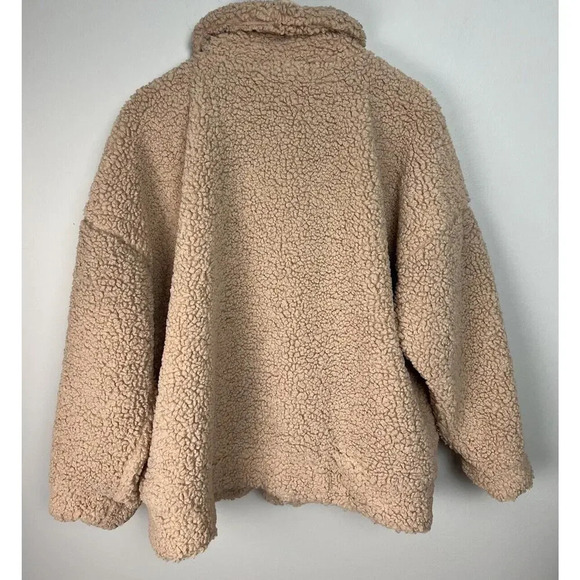 Wild Fable Oversized Sherpa Faux Fur Zip-Up Teddy Coat Size M/L Tan Women’s - Picture 2 of 6